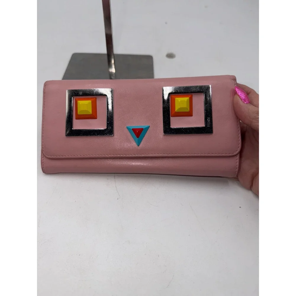 Fendi Vitello Century Hypnoteyed Pink Zippy Continental Wallet in Bubblegum - Picture 3 of 16